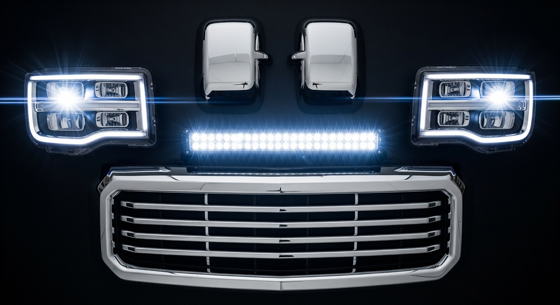 Promotional image for truck lighting and chrome parts