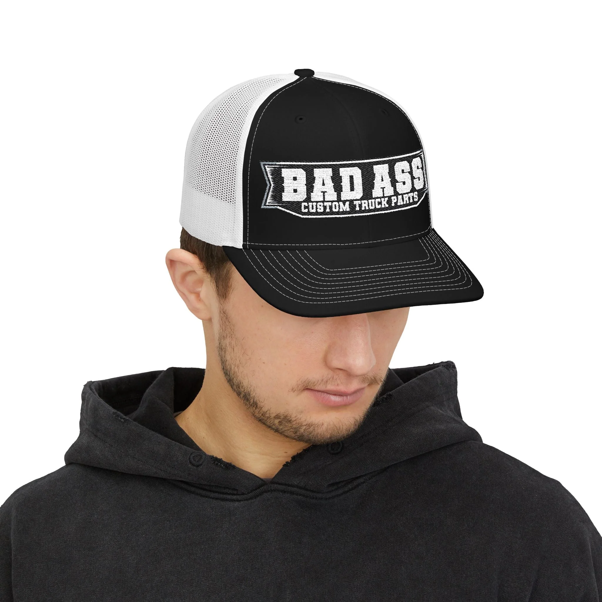 Custom Embroidered Bad Ass Snapback Trucker Cap - Thumbnail 7