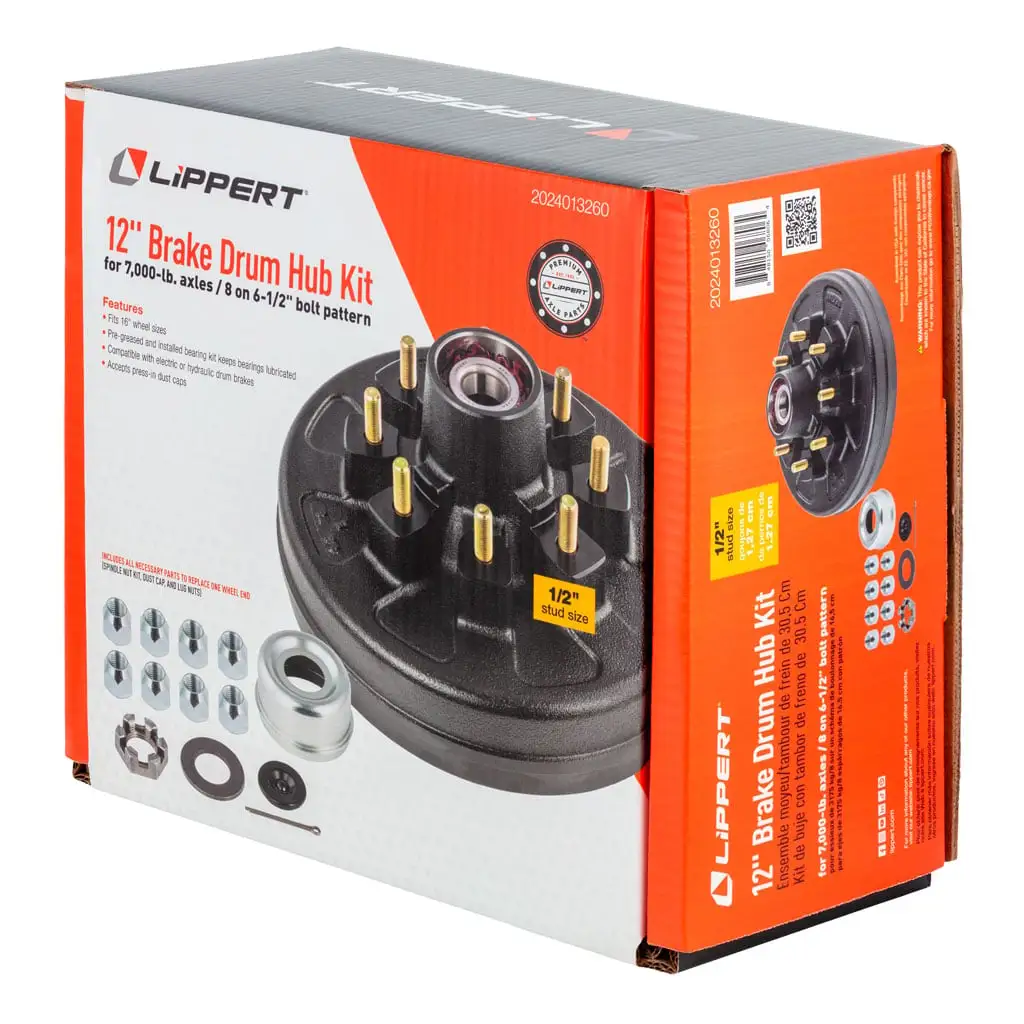 12" Brake Hub Complete Kit with Installed Bearings, 7,000-lb. Axles - Thumbnail 9