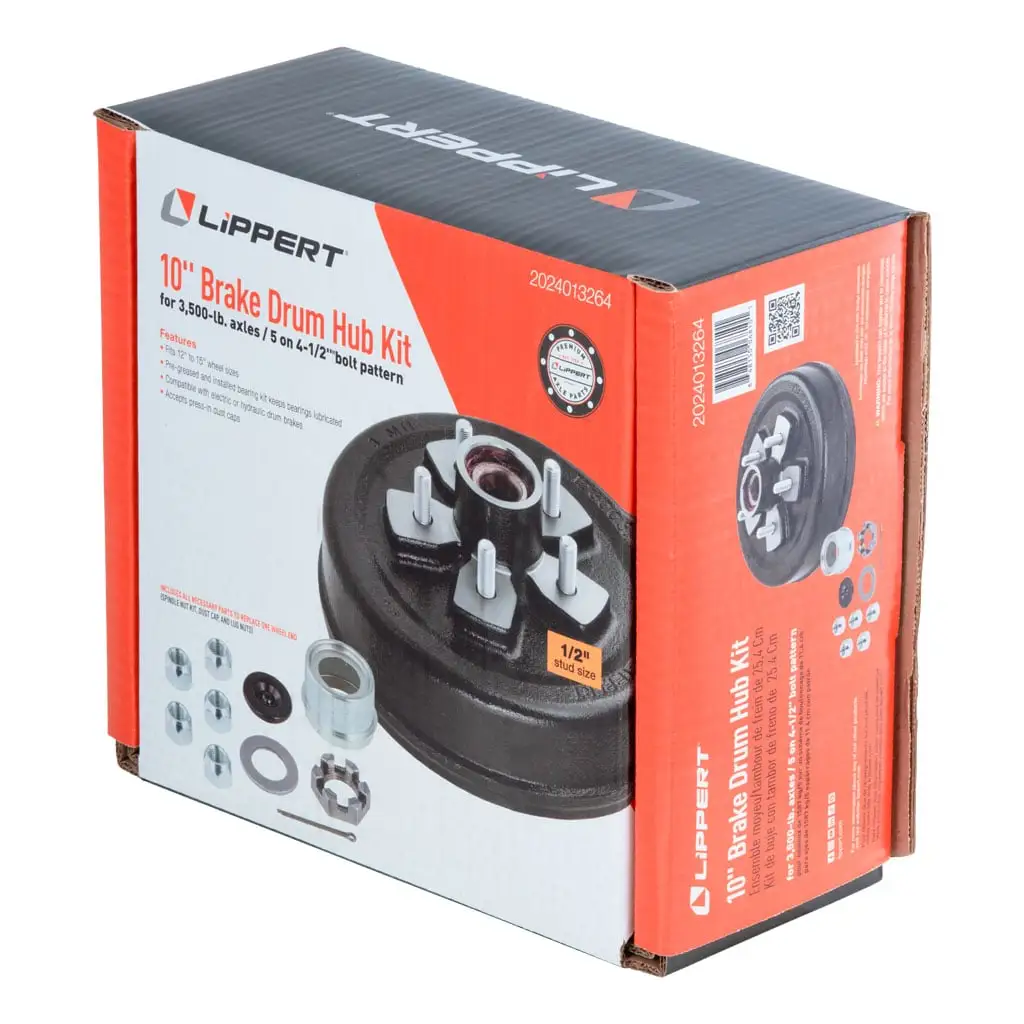 10" Brake Hub Complete Kit with Installed Bearings, 3,500-lb. Axles - Thumbnail 9