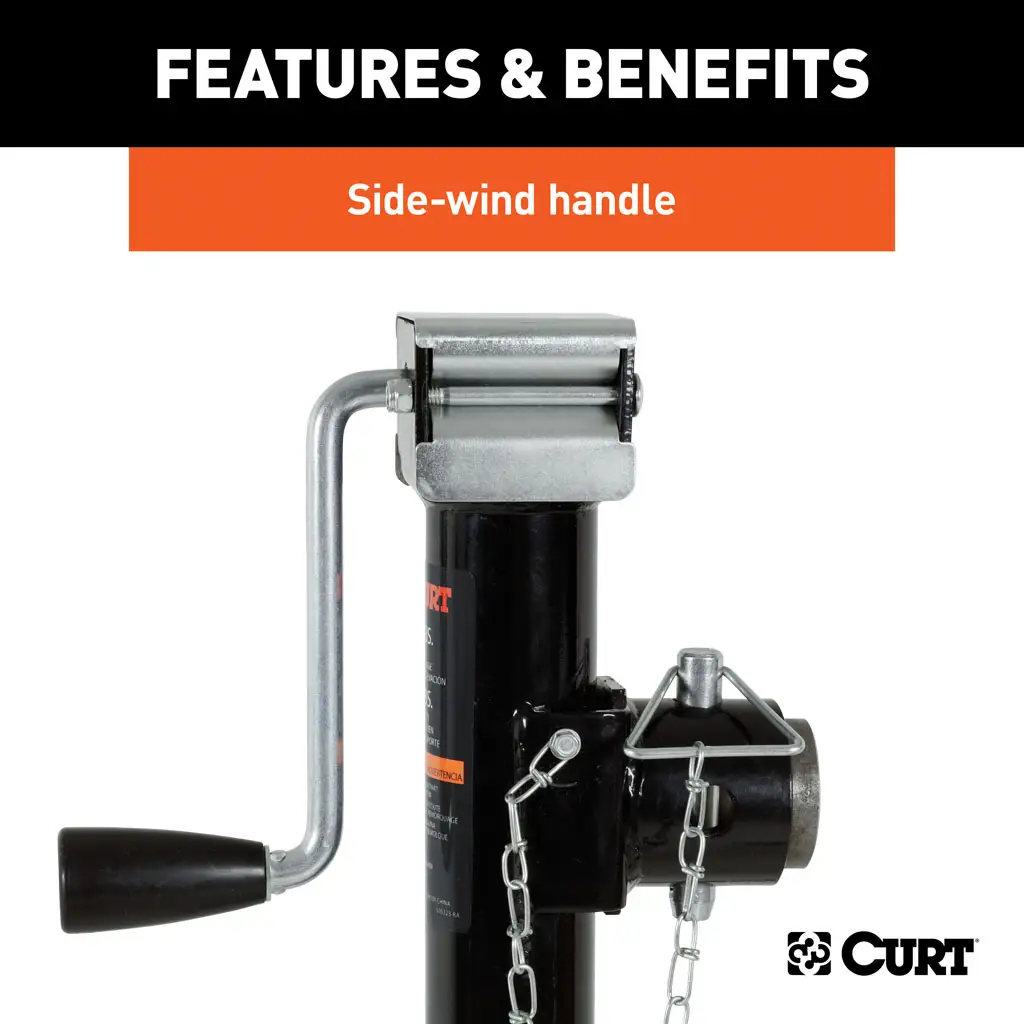 Pipe-Mount Swivel Trailer Jack with Side Handle (5,000 lbs, 15" Travel) - Thumbnail 5