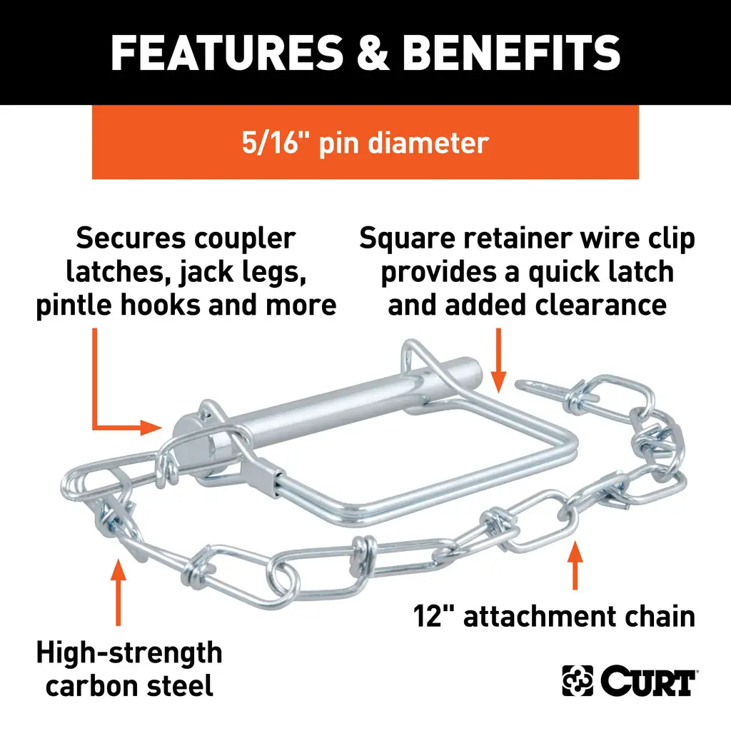 5/16" Safety Pin with 12" Chain (3" Pin Length) - Thumbnail 3
