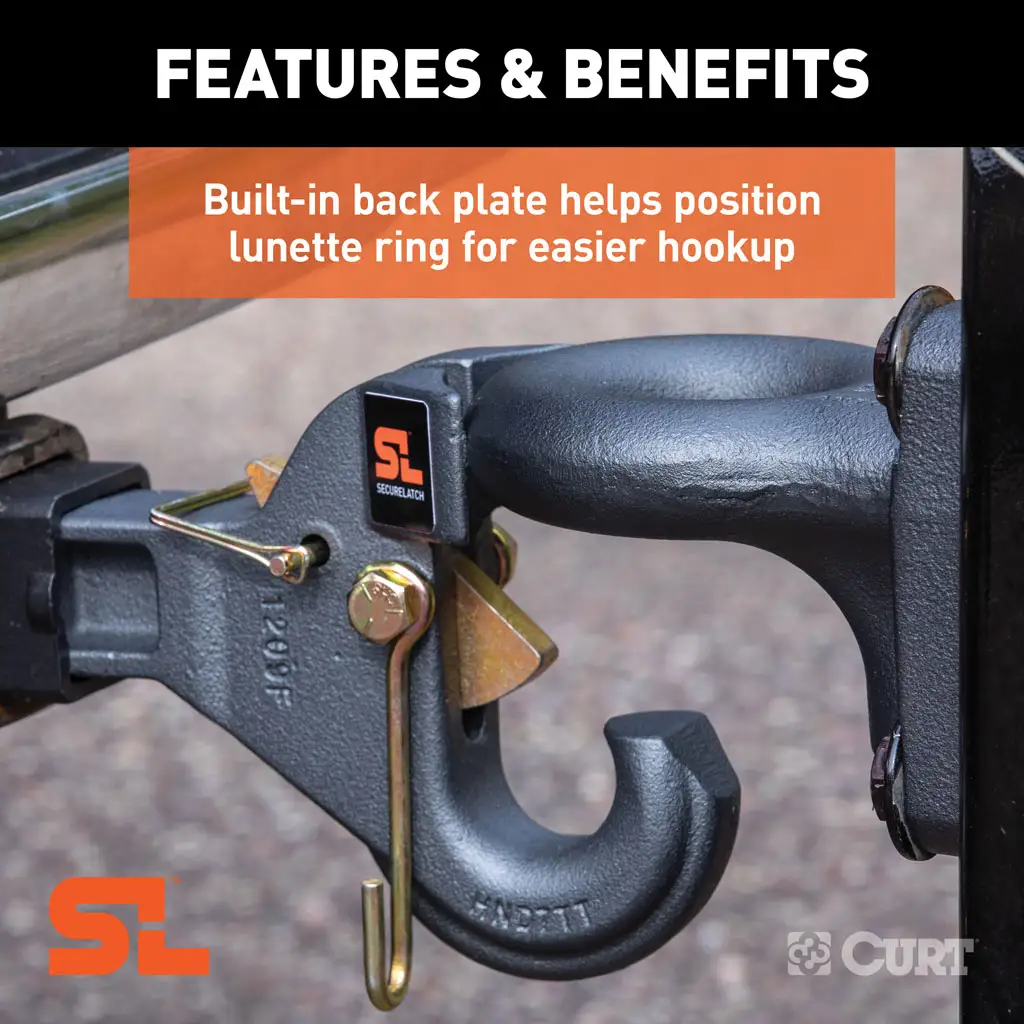 SecureLatch Receiver-Mount Pintle Hook (2" Shank, 14K, 2-1/2" or 3" Lunette) - Thumbnail 4