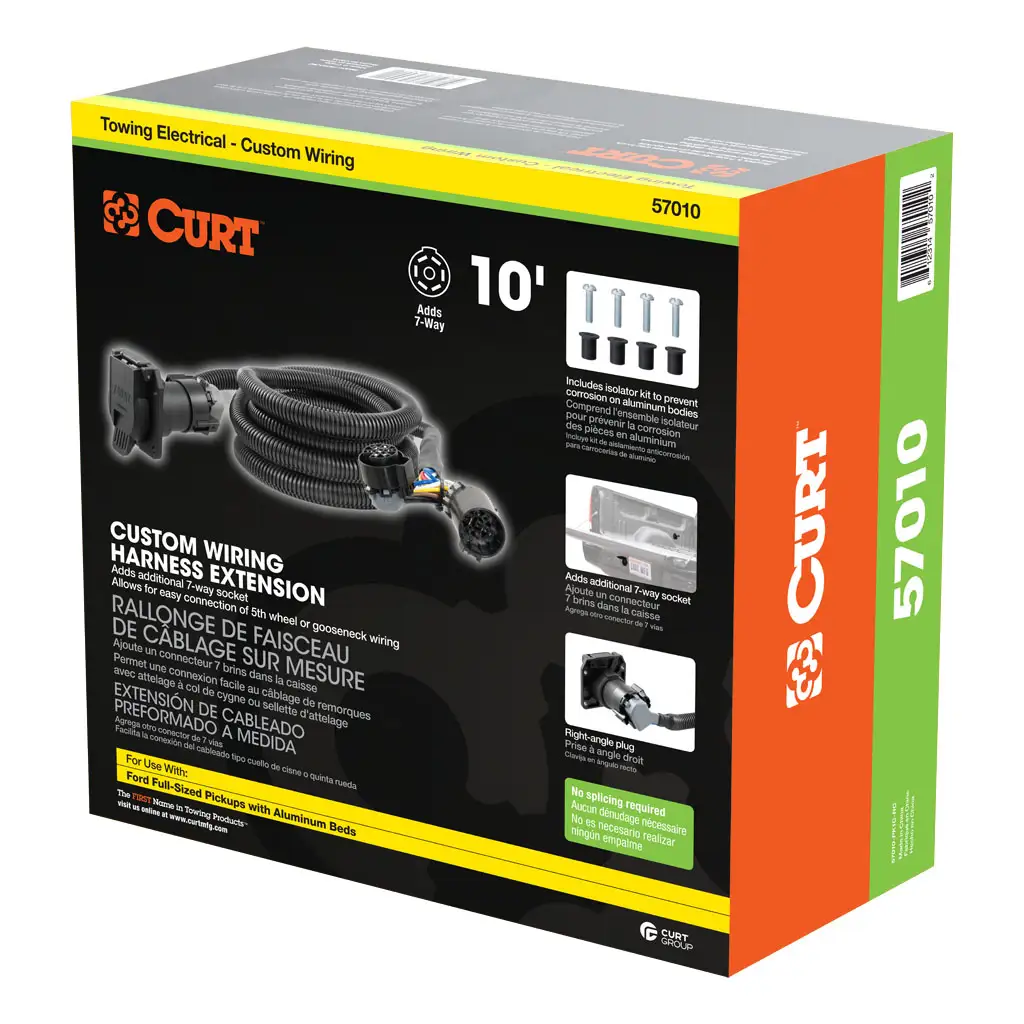 10' Custom Wiring Extension Harness (Adds 7-Way RV Blade to Truck Bed, Packaged) - Thumbnail 10