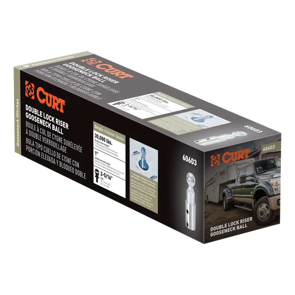 Double Lock 2-5/16" Riser Gooseneck Ball (1" Rise for Bed Liner) - Thumbnail 5