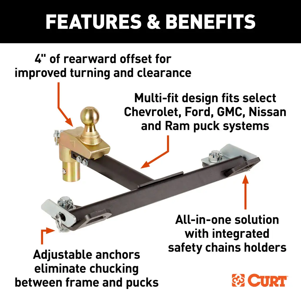 Multi-Fit OEM Puck System Gooseneck Ball with 4" Offset - Thumbnail 3