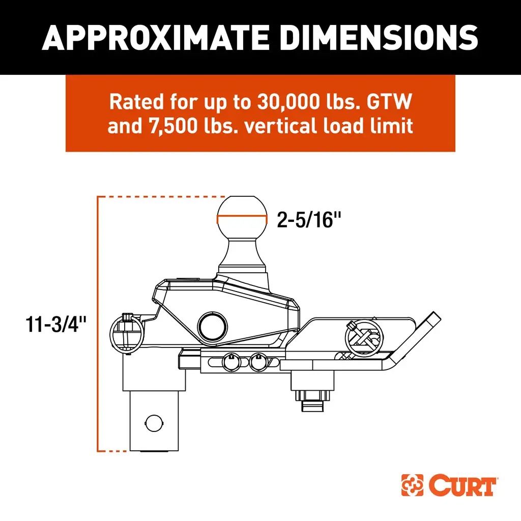 RockerBall Multi-Fit OEM Puck System Gooseneck Ball with 4" Offset - Thumbnail 2