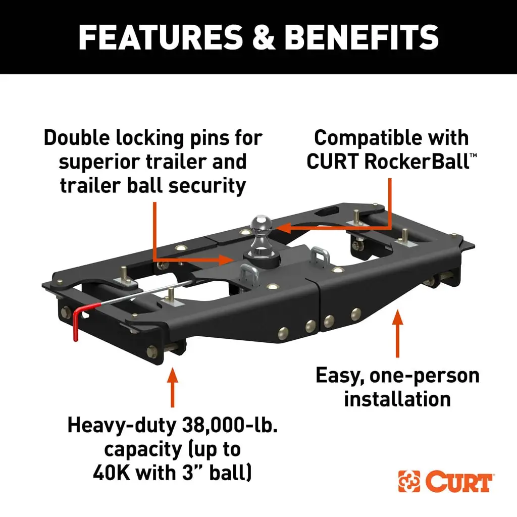 PowerHaul Double Lock Gooseneck Hitch, Fits Select Ford F-250, F-350, F-450 - Thumbnail 3