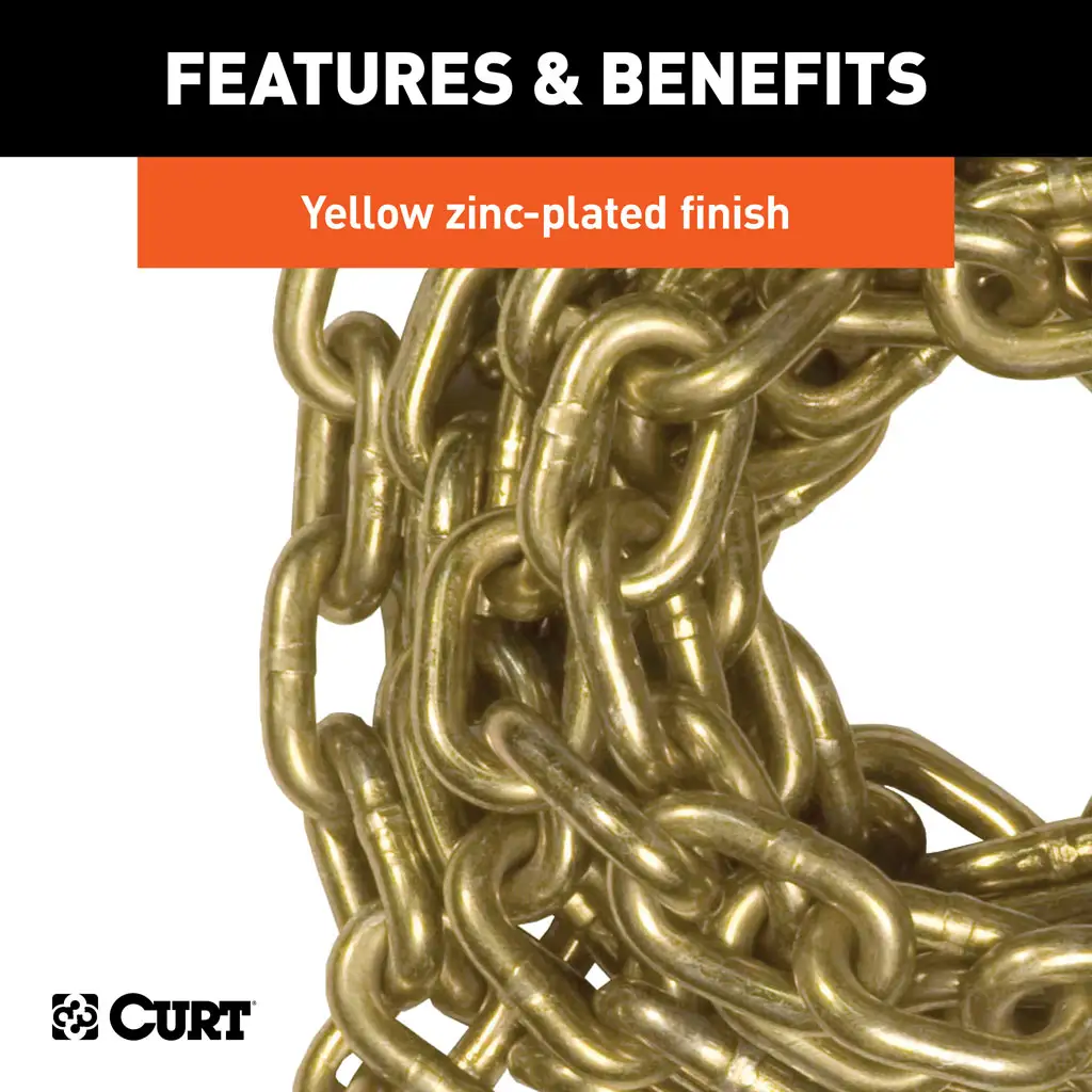 14' Transport Binder Safety Chain with 2 Clevis Hooks (26,400 lbs, Yellow Zinc) - Thumbnail 6
