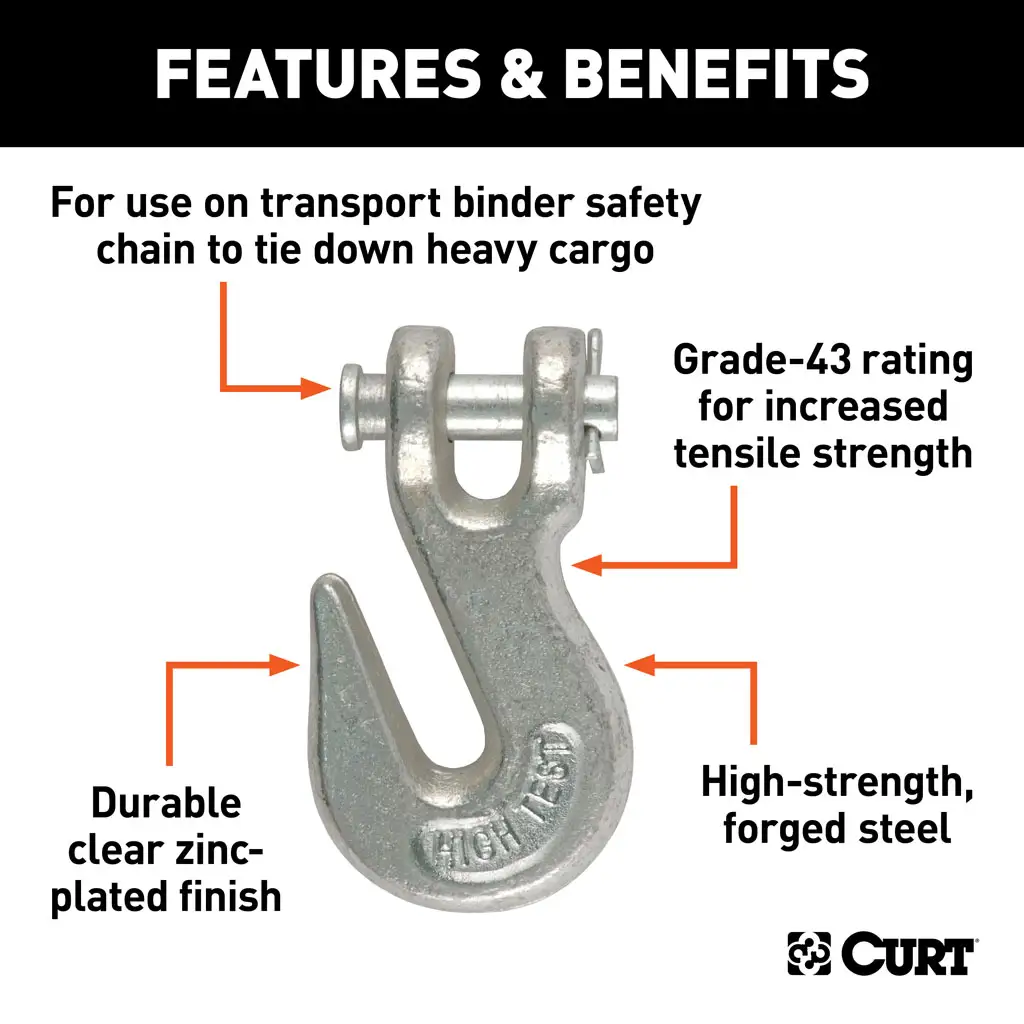 1/4" Clevis Grab Hook (2,600 lbs, 3/8" Pin) - Thumbnail 3