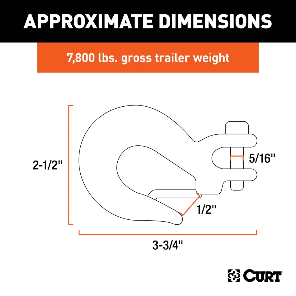 1/4" Safety Latch Clevis Hook (7,800 lbs, 5/16" Pin) - Thumbnail 2