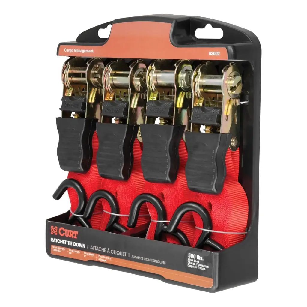 16' Red Cargo Straps with S-Hooks (500 lbs, 4-Pack) - Thumbnail 8