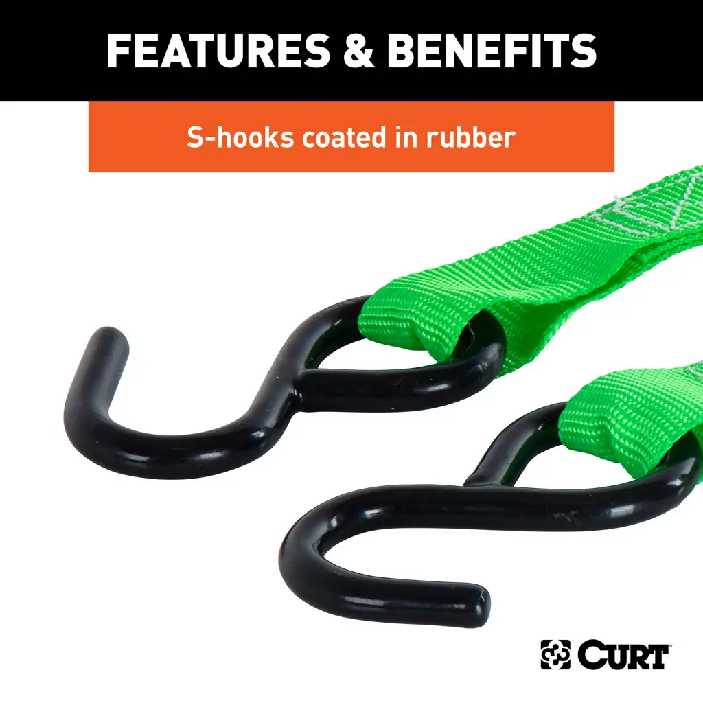 15' Dark Green Cargo Straps with S-Hooks (300 lbs, 2-Pack) - Thumbnail 6