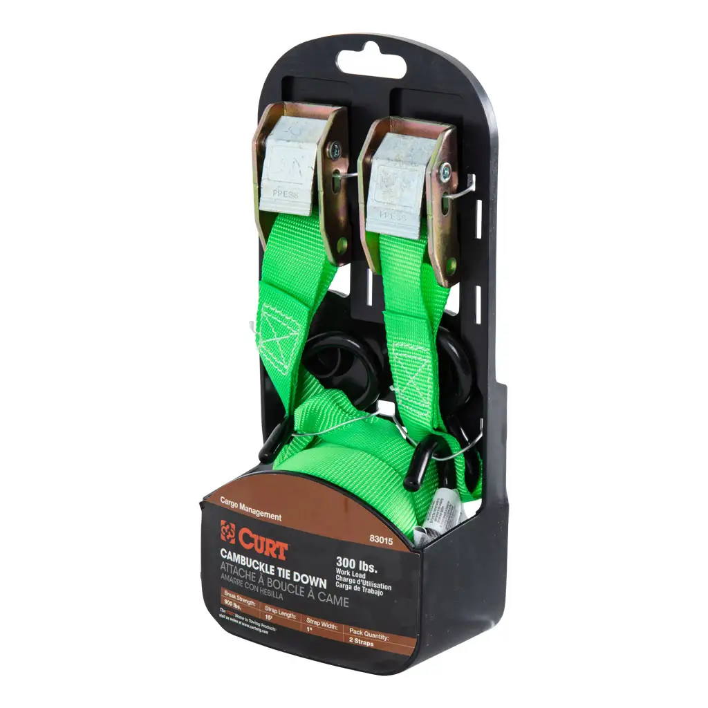 15' Dark Green Cargo Straps with S-Hooks (300 lbs, 2-Pack) - Thumbnail 7