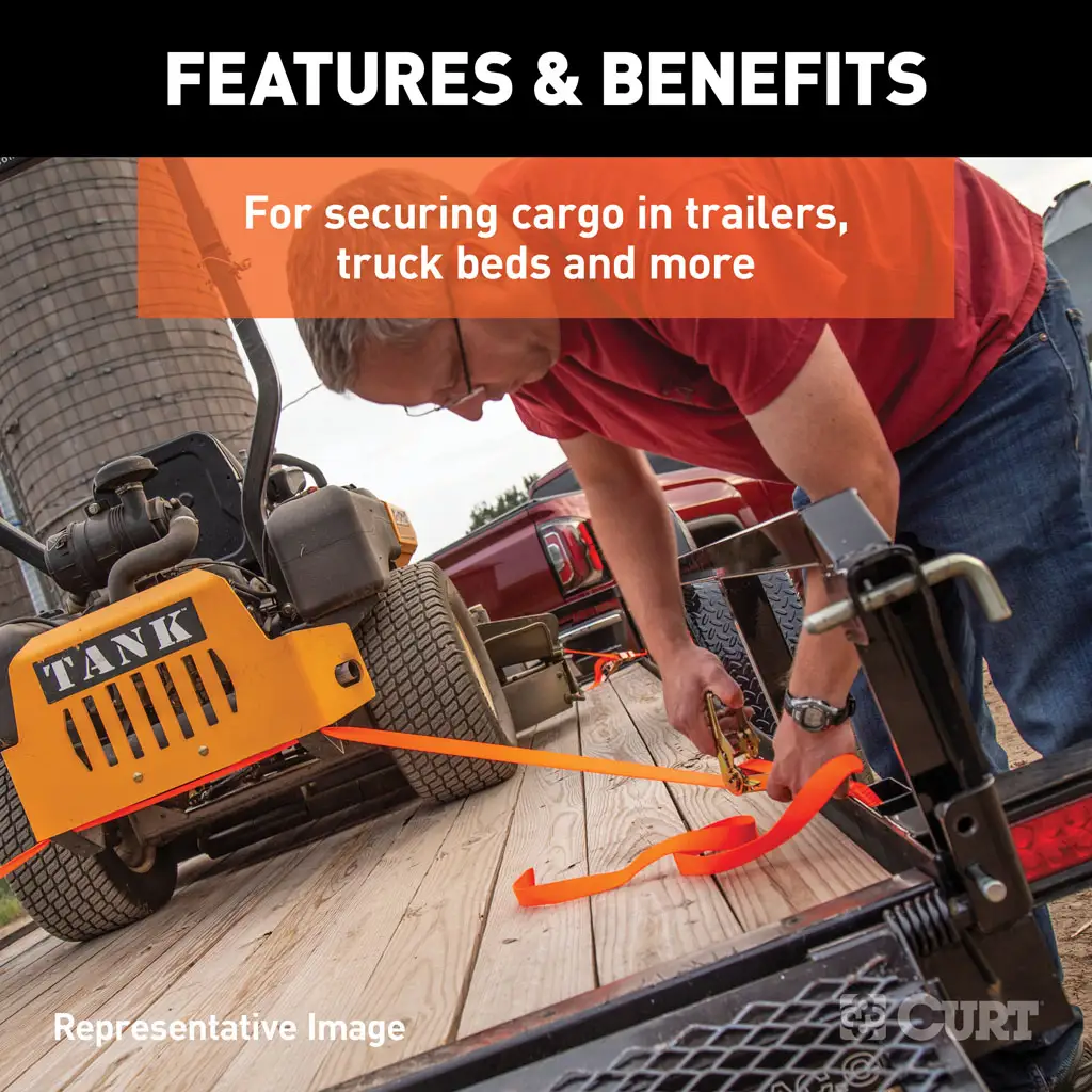 16' Blue Cargo Straps with J-Hooks (733 lbs, 2-Pack) - Thumbnail 4