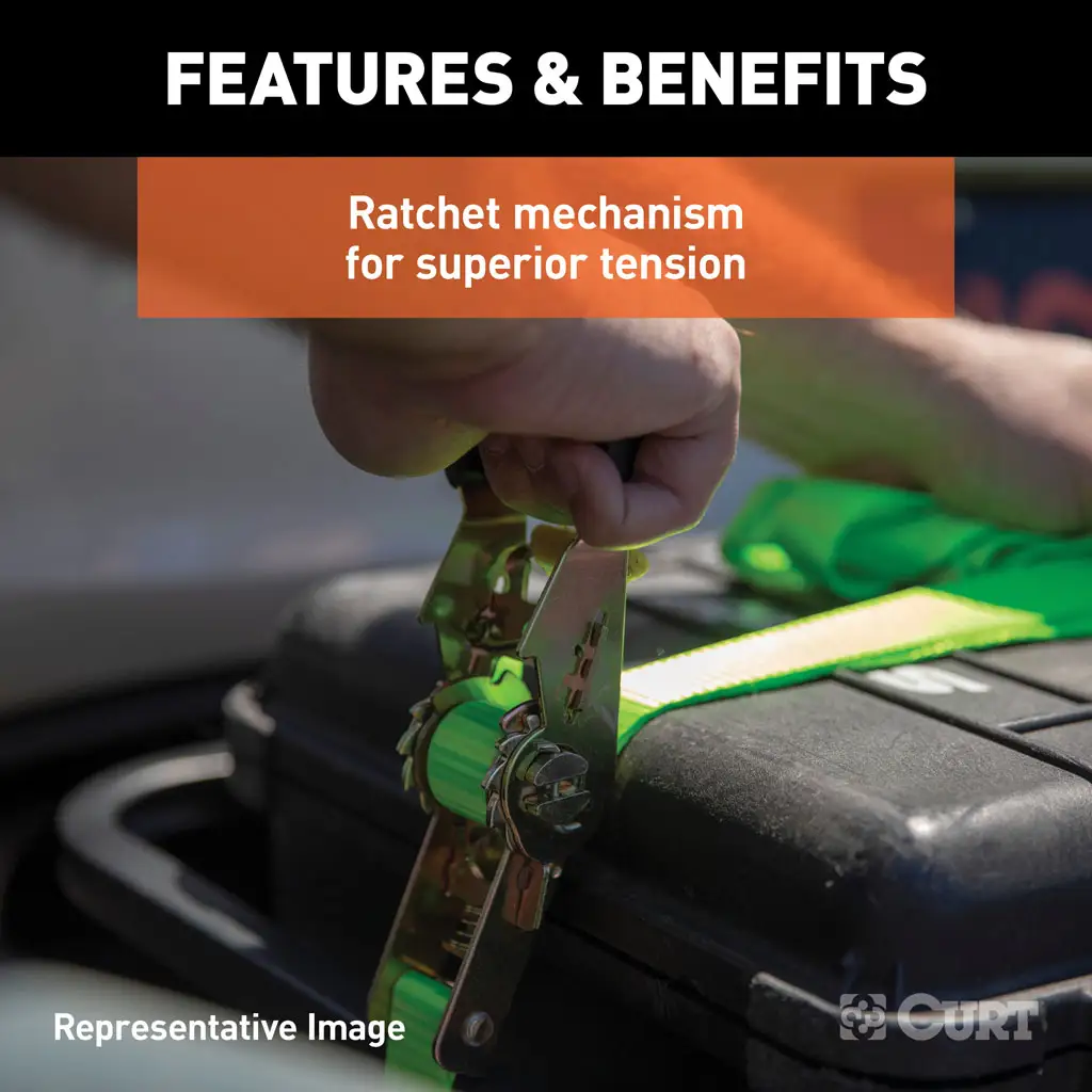 16' Lime Green Cargo Strap with S-Hooks (1,100 lbs.) - Thumbnail 5