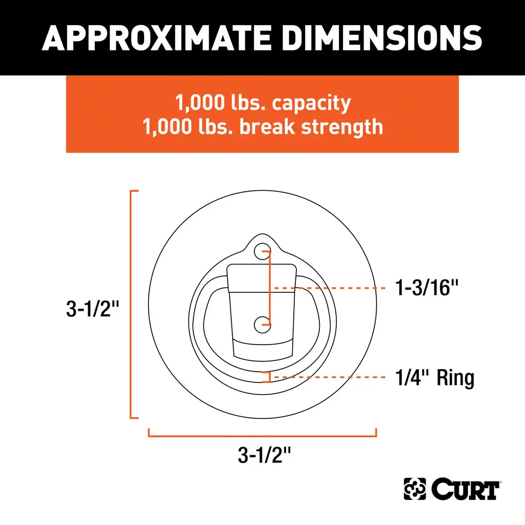 1-1/8" x 1-5/8" Recessed Tie-Down Ring (1,000 lbs, Clear Zinc) - Thumbnail 2
