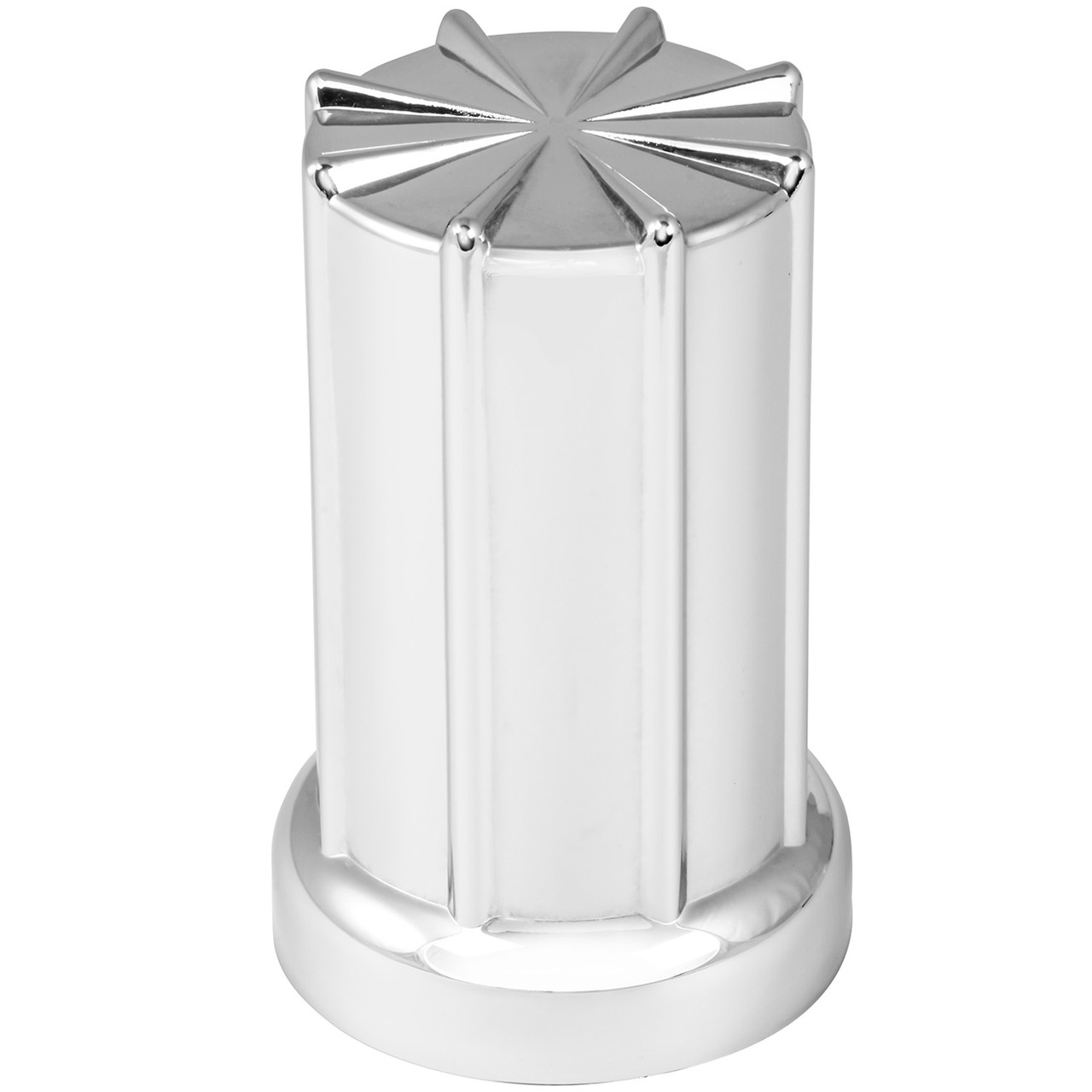 Eight Spoke Chrome Plastic Lug Nut Cover w/ Flange