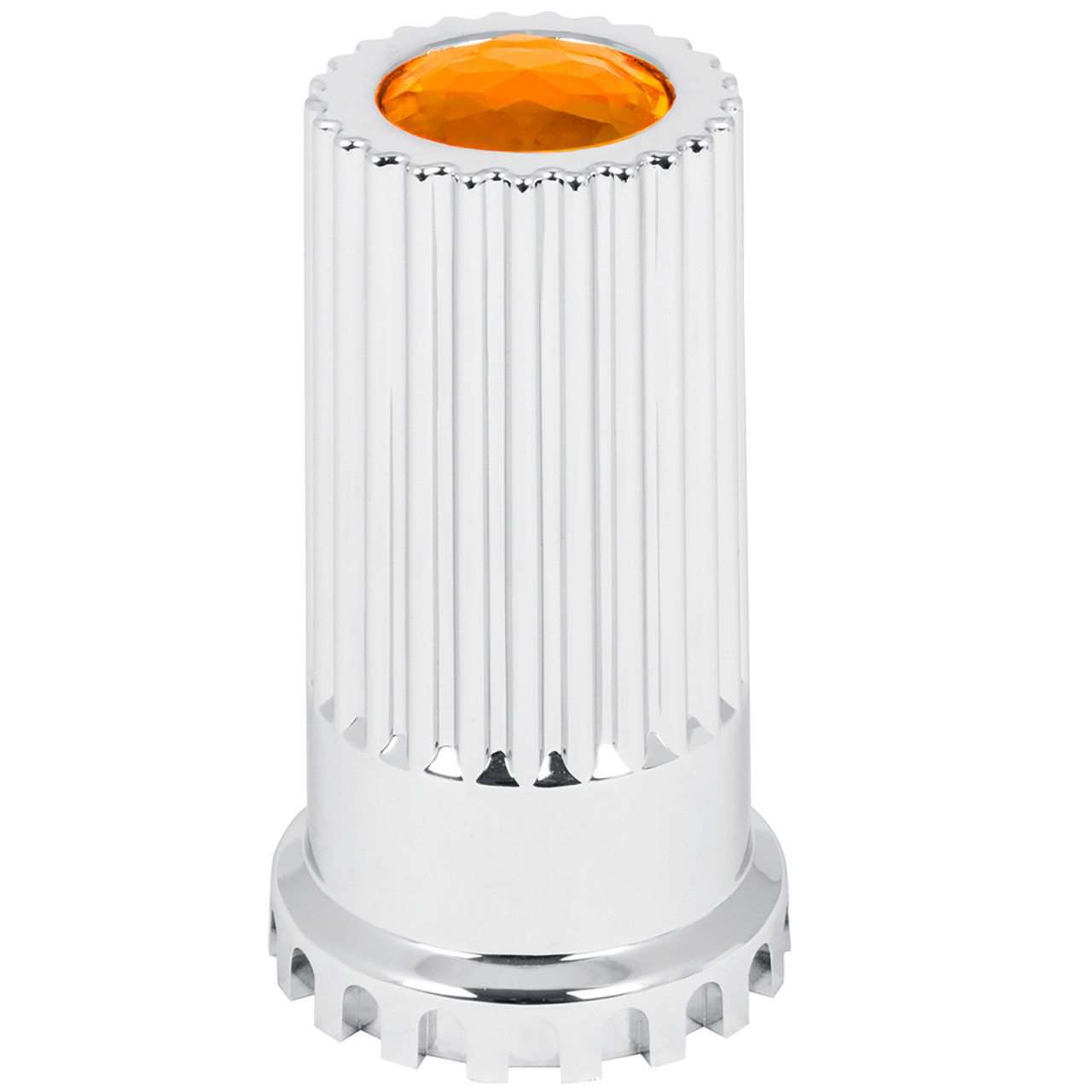 Lock Tab Jewel Chrome Plastic Lug Nut Cvr w/ Flange