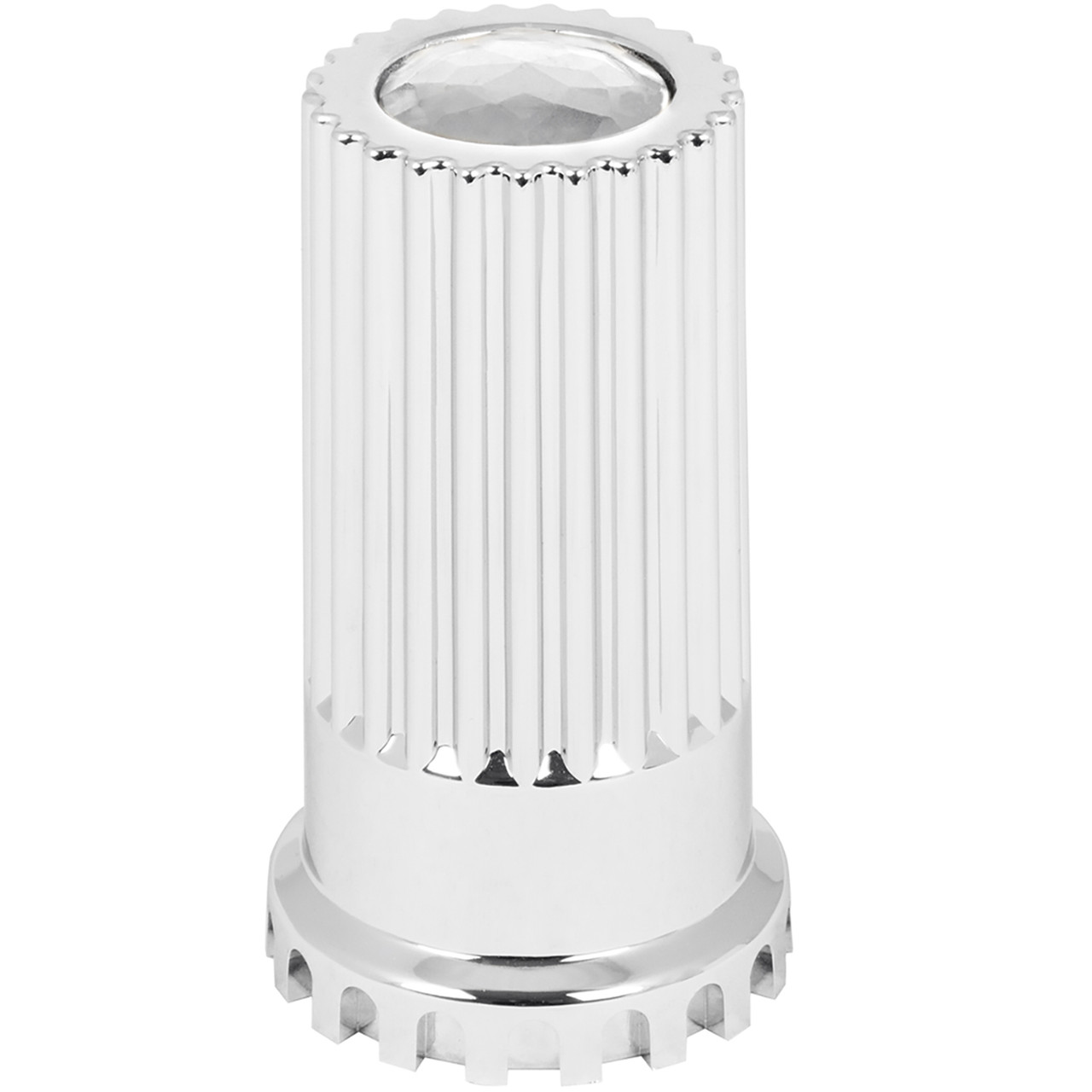 Lock Tab Jewel Chrome Plastic Lug Nut Cvr w/ Flange