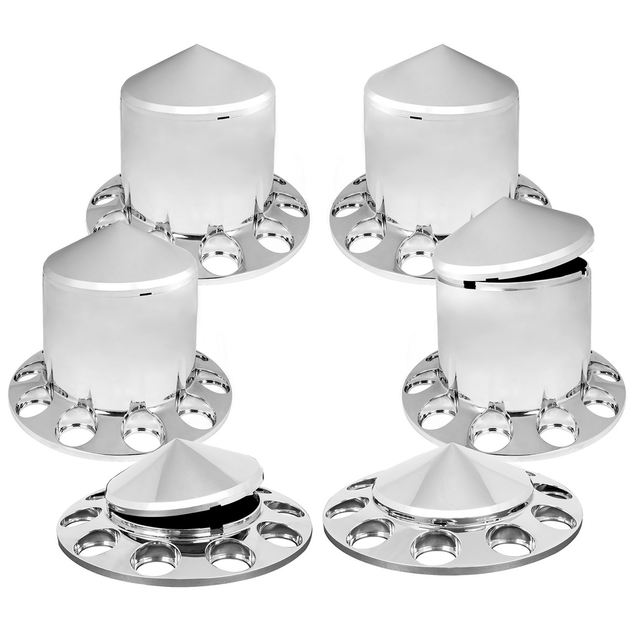 Chrome Plastic ABS Complete Axle Cvr Set w/o Lug Nut Cvr