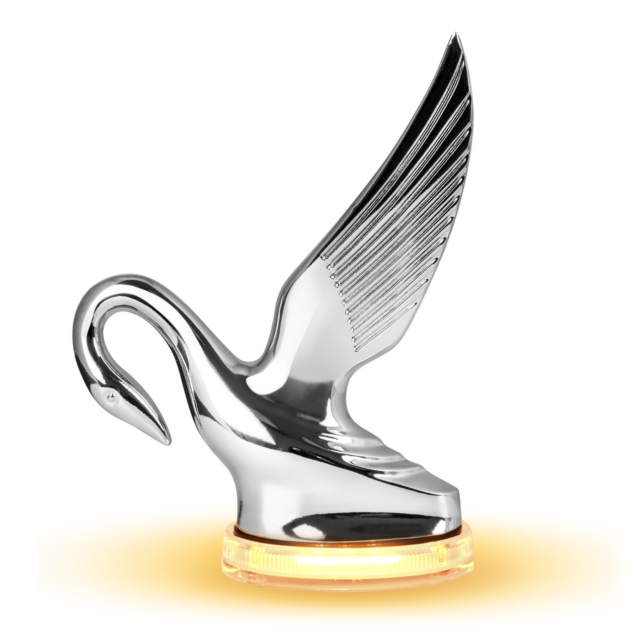 Classic Swan Hood Ornament with LED Glow Base - Thumbnail 3