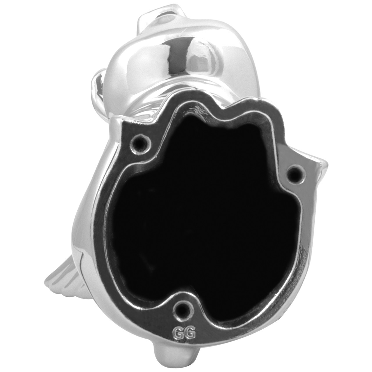 Chrome Smiling Pig With Wings Hood Ornament - Thumbnail 3