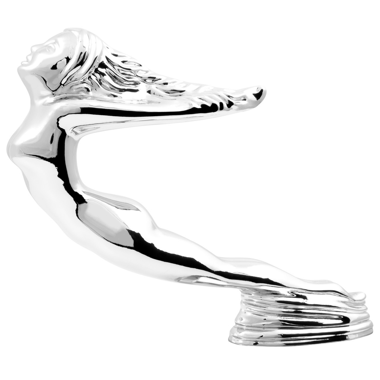 Chrome Flying Lady with Oval Base Hood Ornament - Thumbnail 3