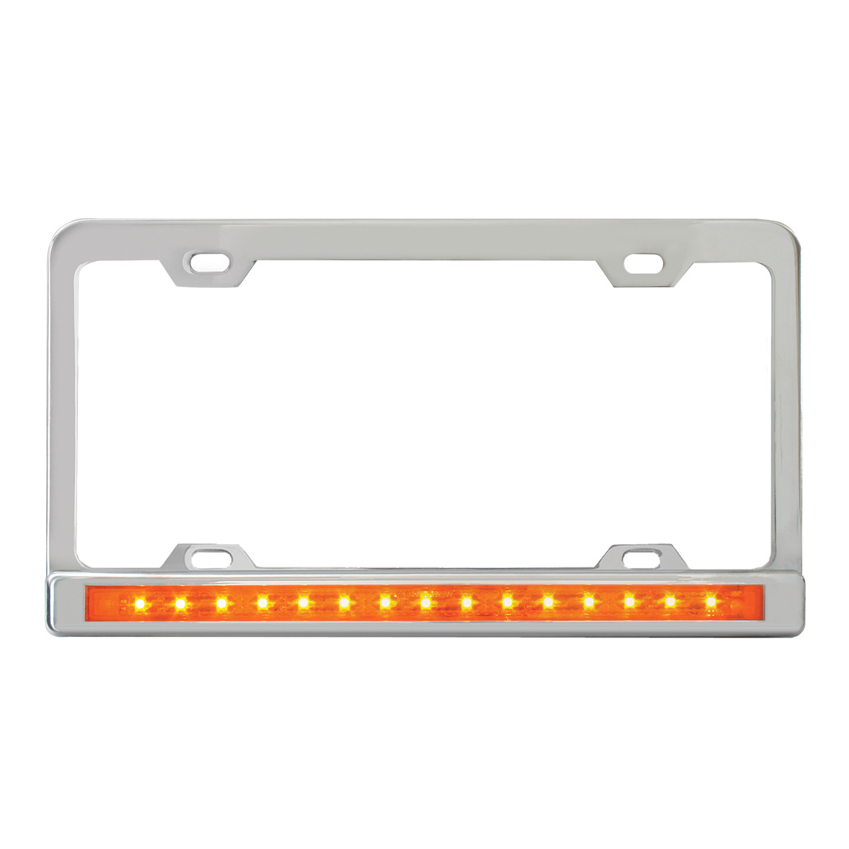 License Plate Frame w/ 4 Holes, 12" LED & Chrome Plastic Bezel