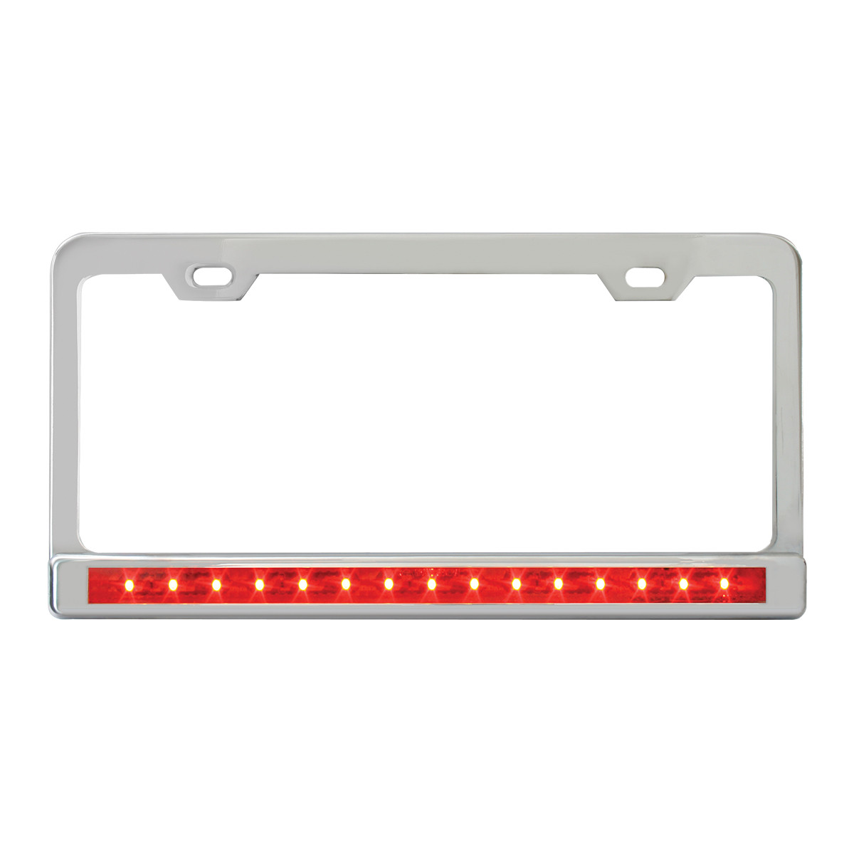 License Plate Frame w/ 2 Holes, 12" LED & Chrome Plastic Bezel - Thumbnail 2