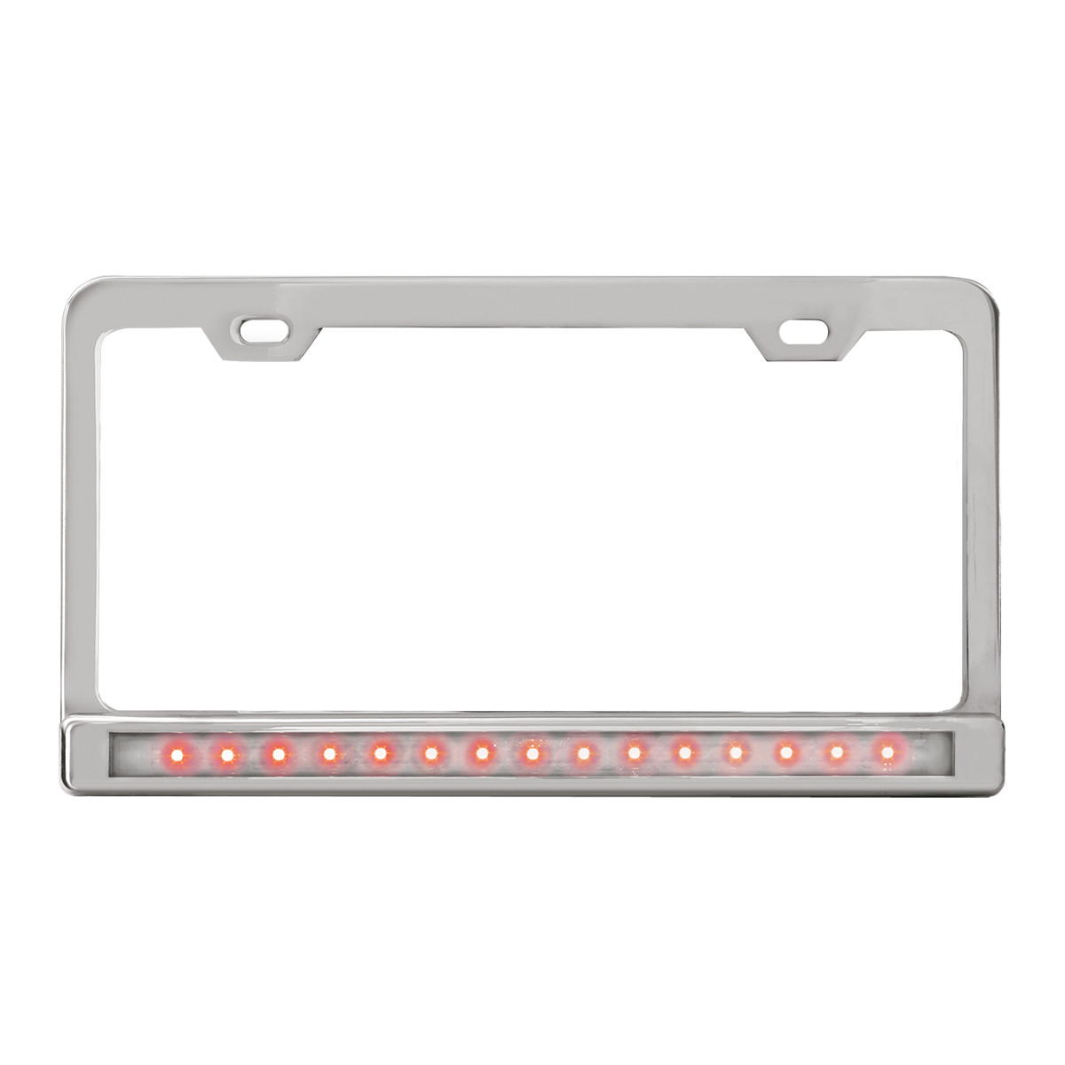 License Plate Frame w/ 2 Holes, 12" LED & Chrome Plastic Bezel
