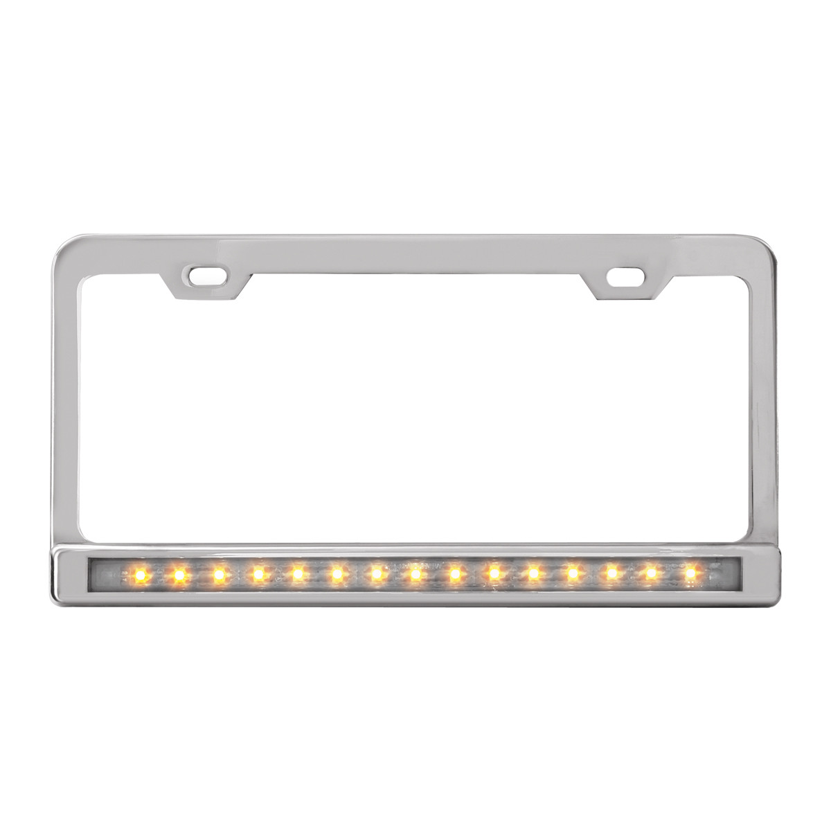 License Plate Frame w/ 2 Holes, 12" LED & Chrome Plastic Bezel