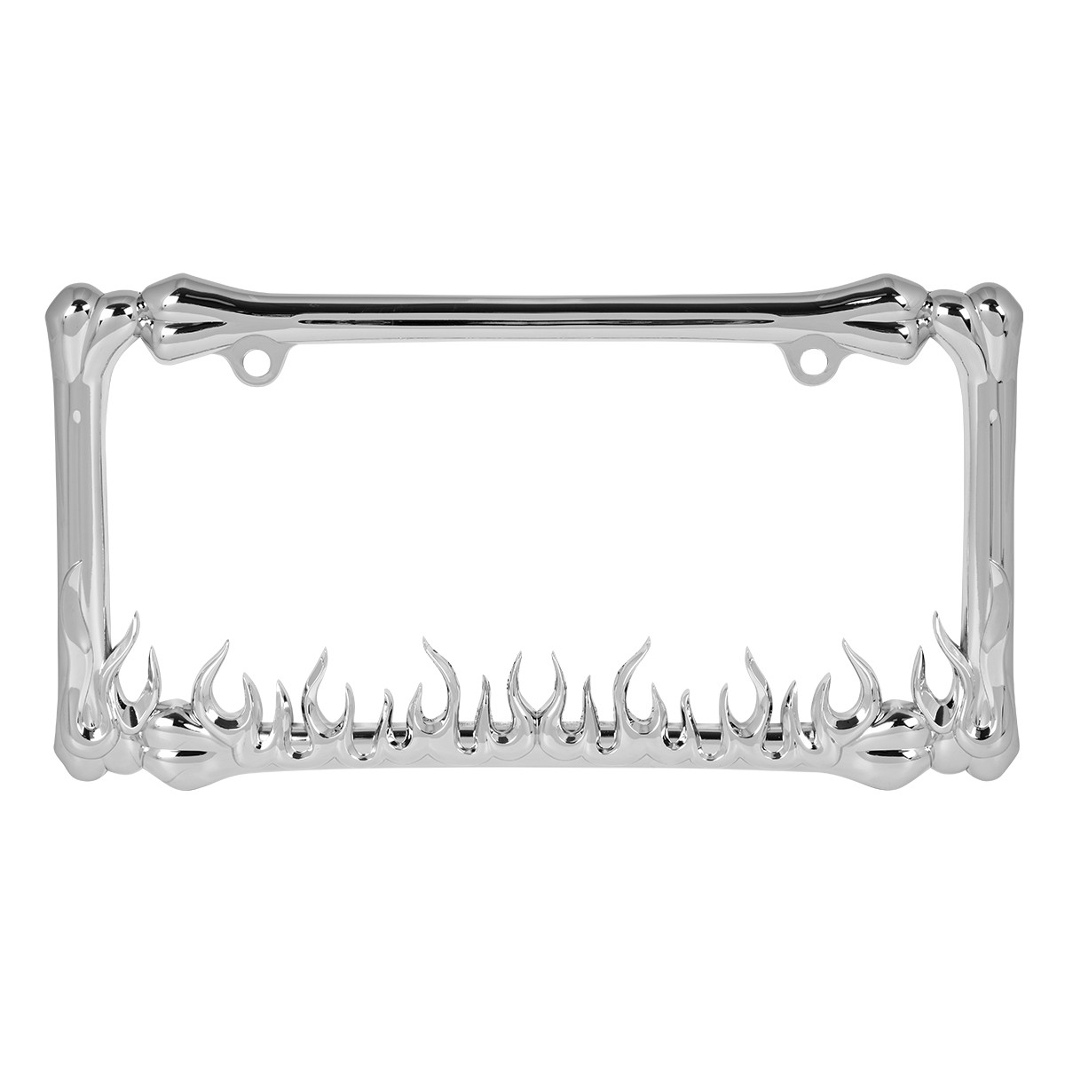 Flame and Bone License Plate Frame w/ 2 Holes