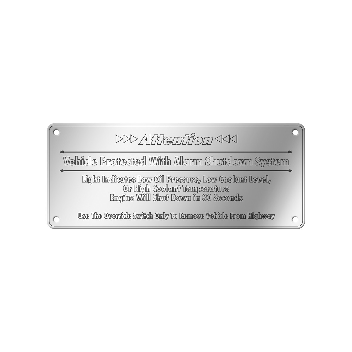 Attention Plate - Shut Down Override