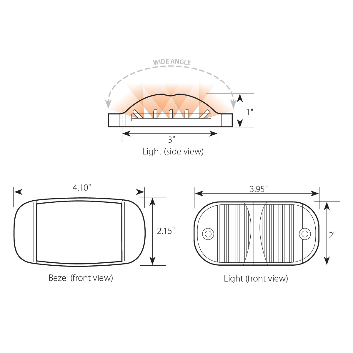 Rectangular Camel Back Wide Angle LED Light