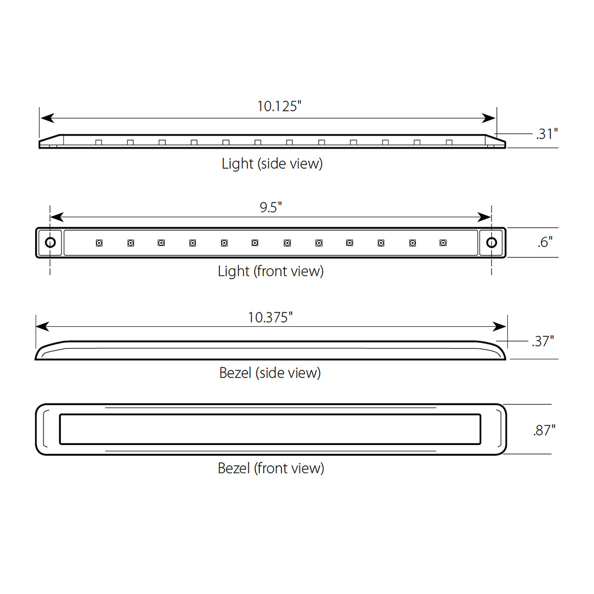 Ultra Thin LED Light Bar 10-1/8" L