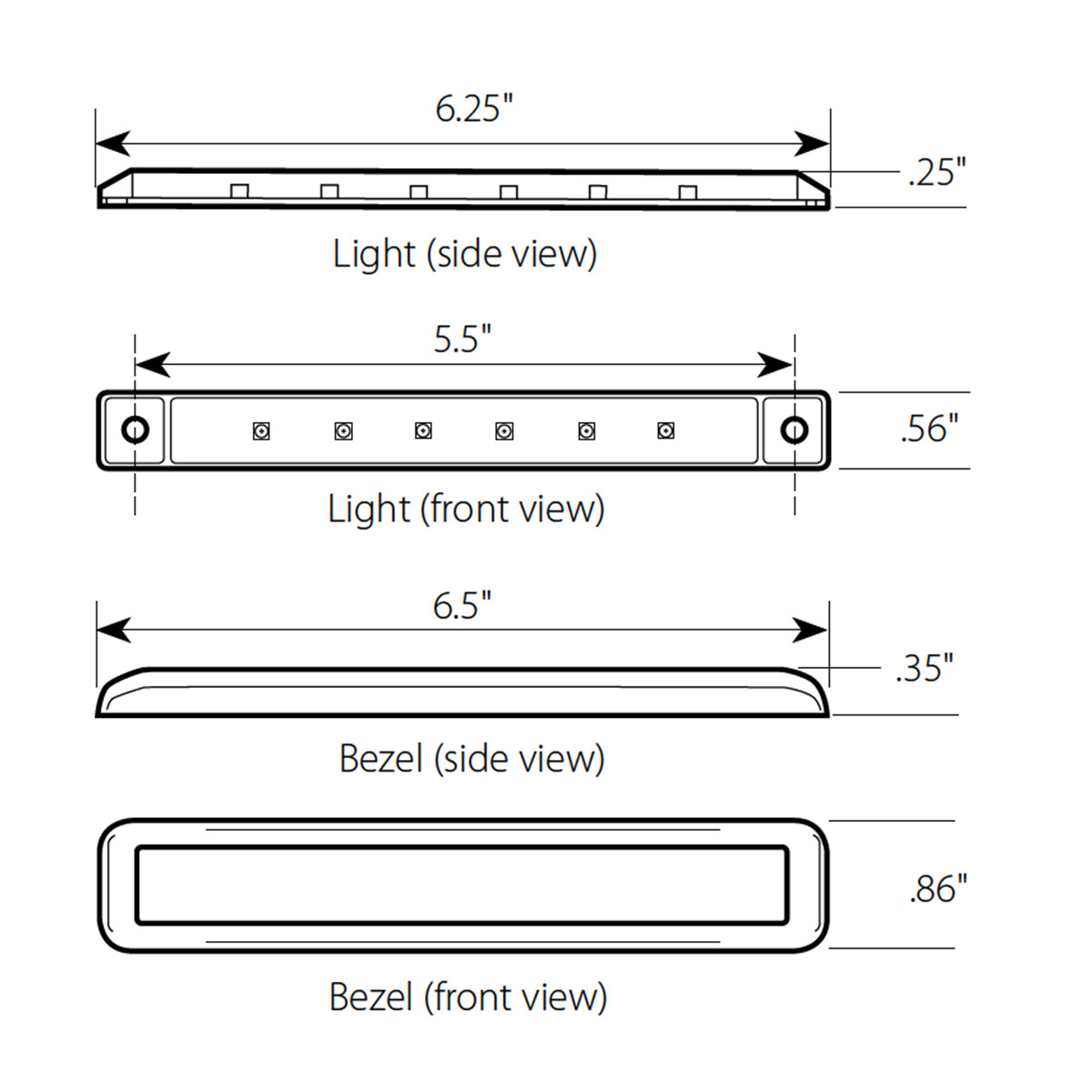 Ultra Thin LED Light Bar 6-1/4" L