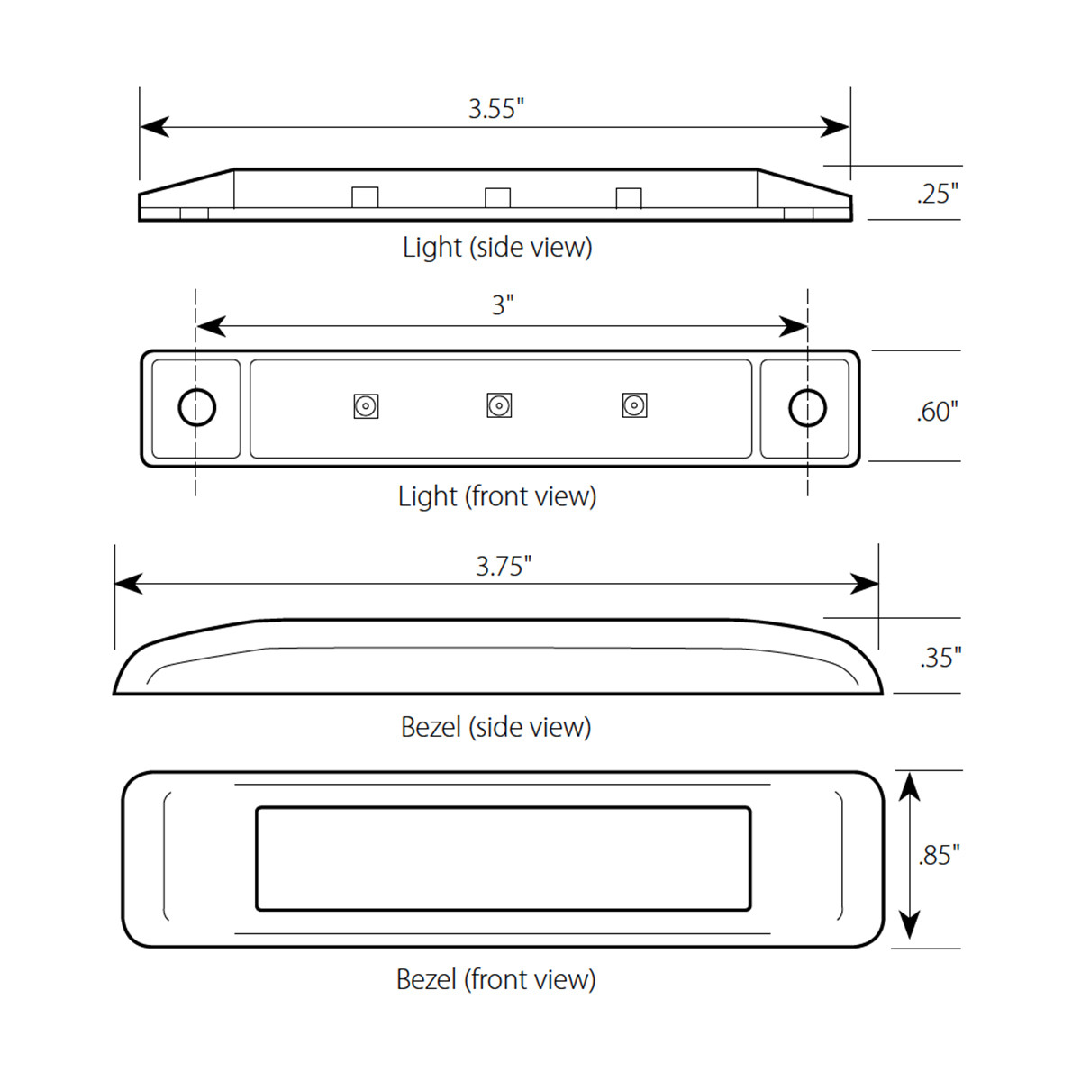 Ultra Thin LED Light Bar 3-1/2" L
