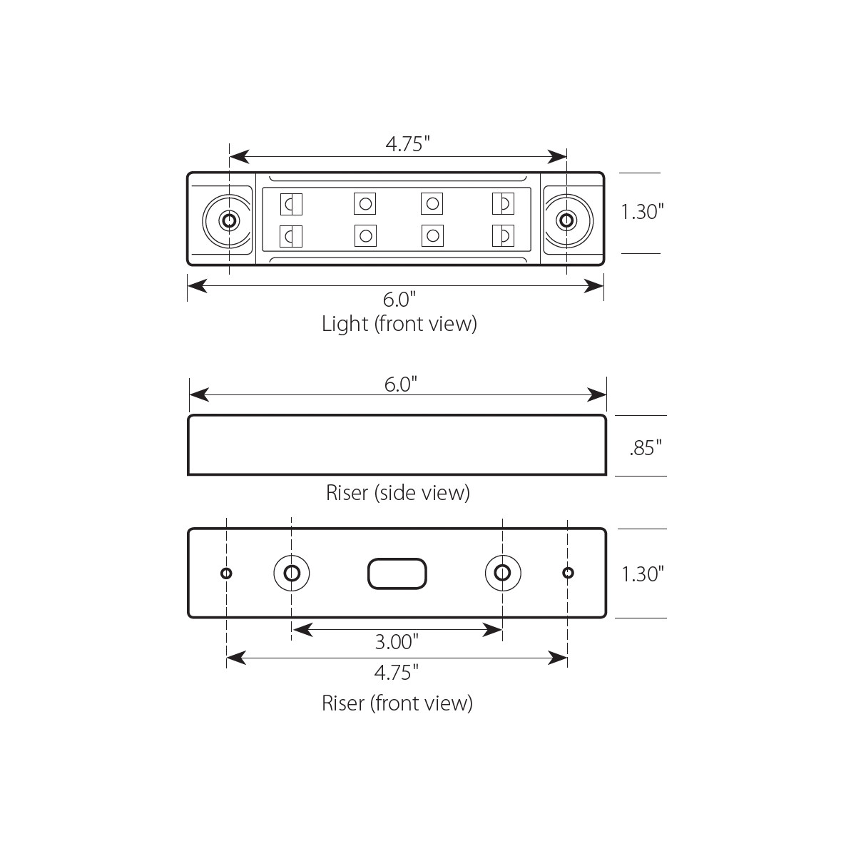 Rectangular Wide Angle LED Light