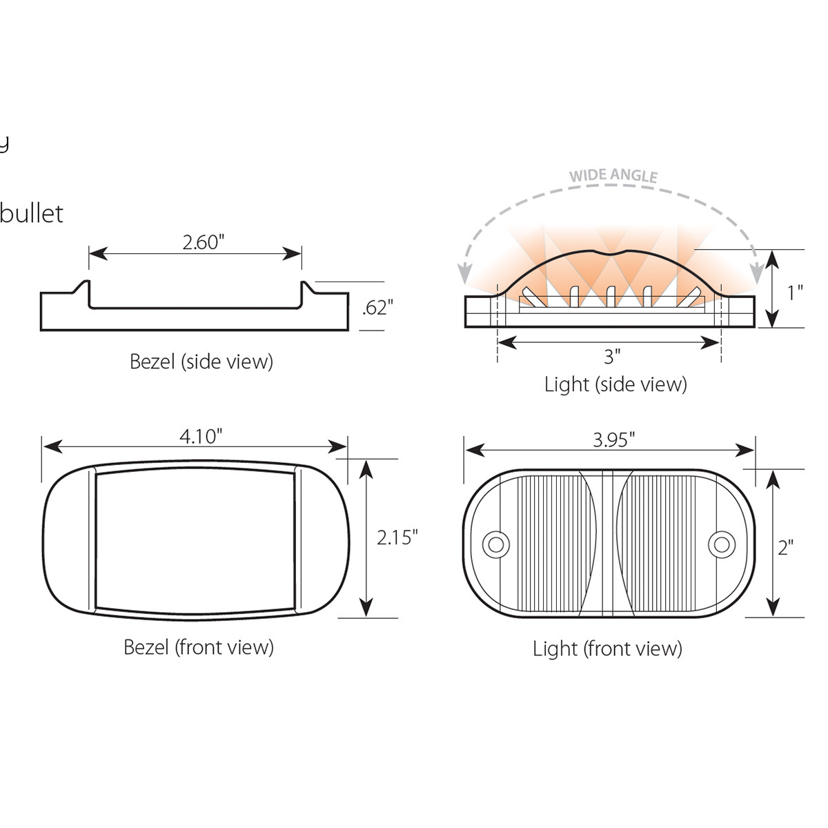 Rectangular Camel Back Wide Angle LED Light
