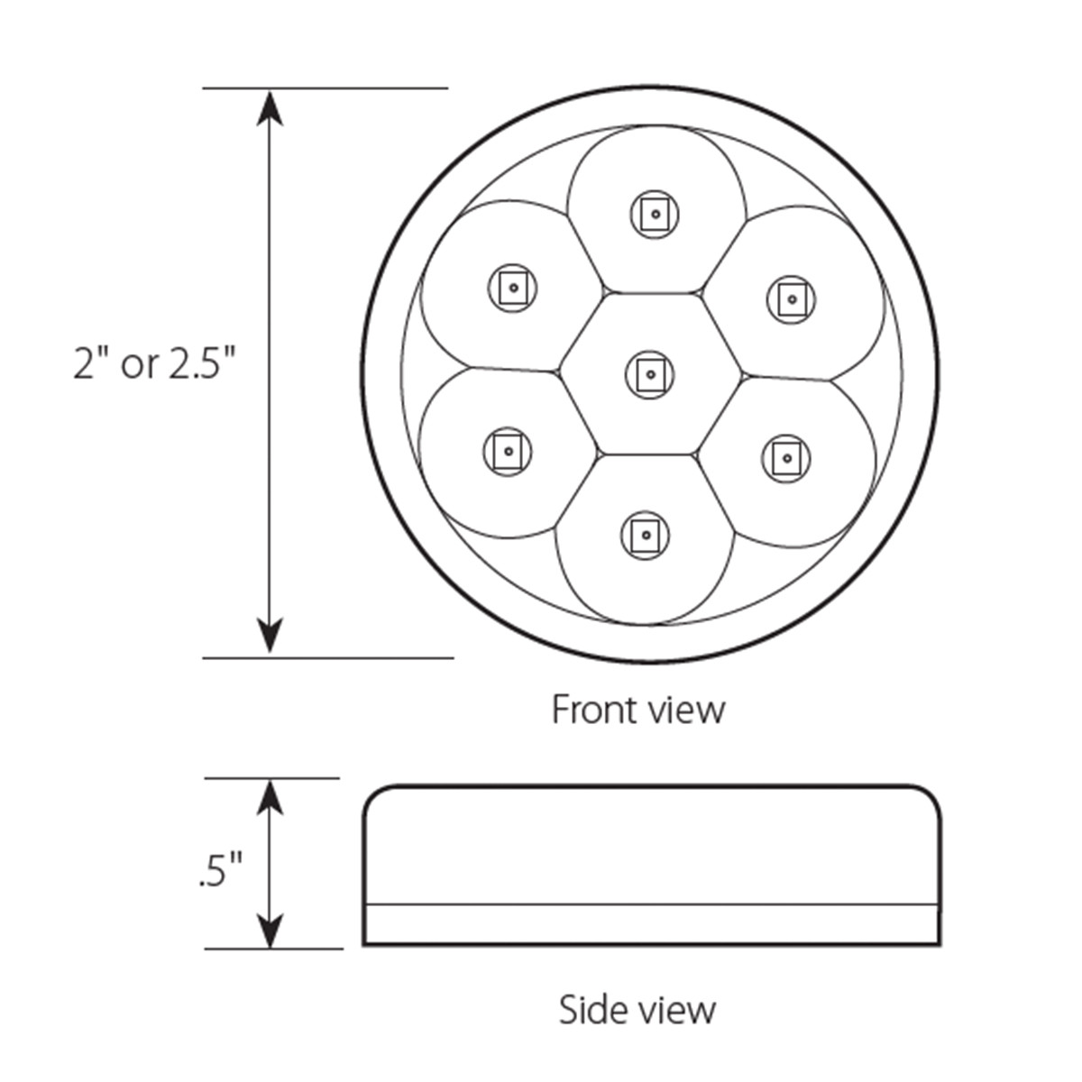 Pearl Series 2" & 2-1/2" Low Profile Dual function LED Lights
