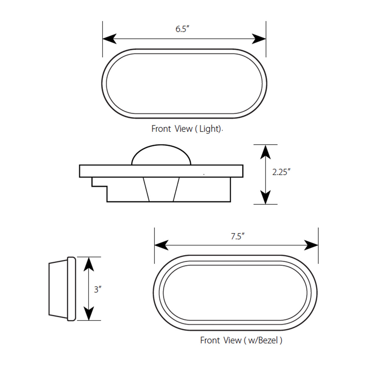 Oval Full Moon Side Turn and Marker Light with Reflector