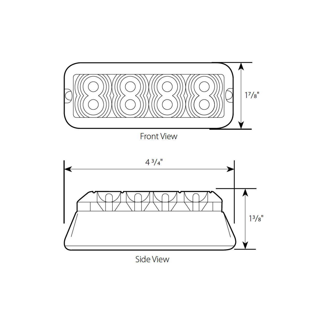 Medium Rectangular 8 LED Strobe Light w/ Aluminum Base
