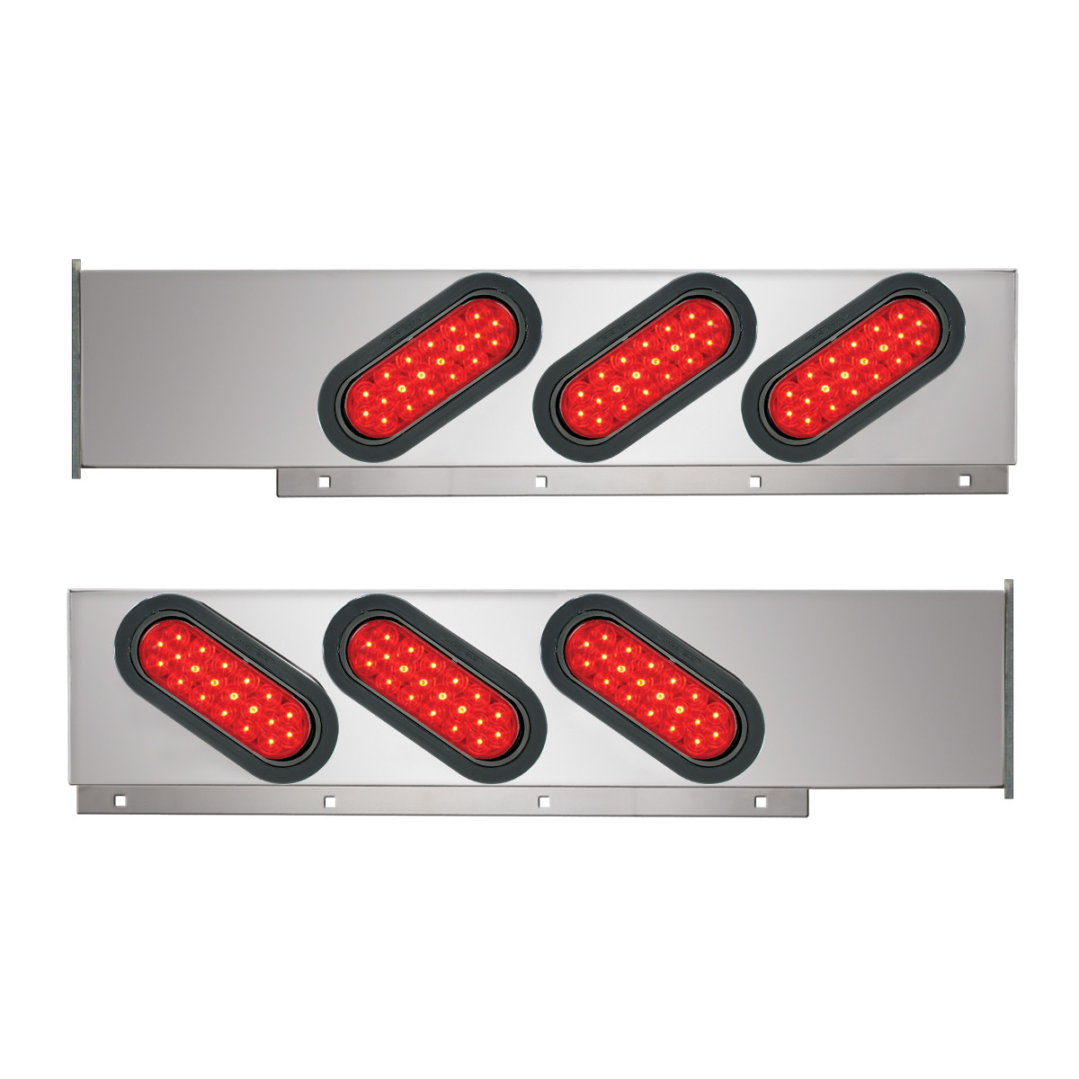 2-Pc Spring-Loaded Cr Plated LB with Slanted Oval LED Lights