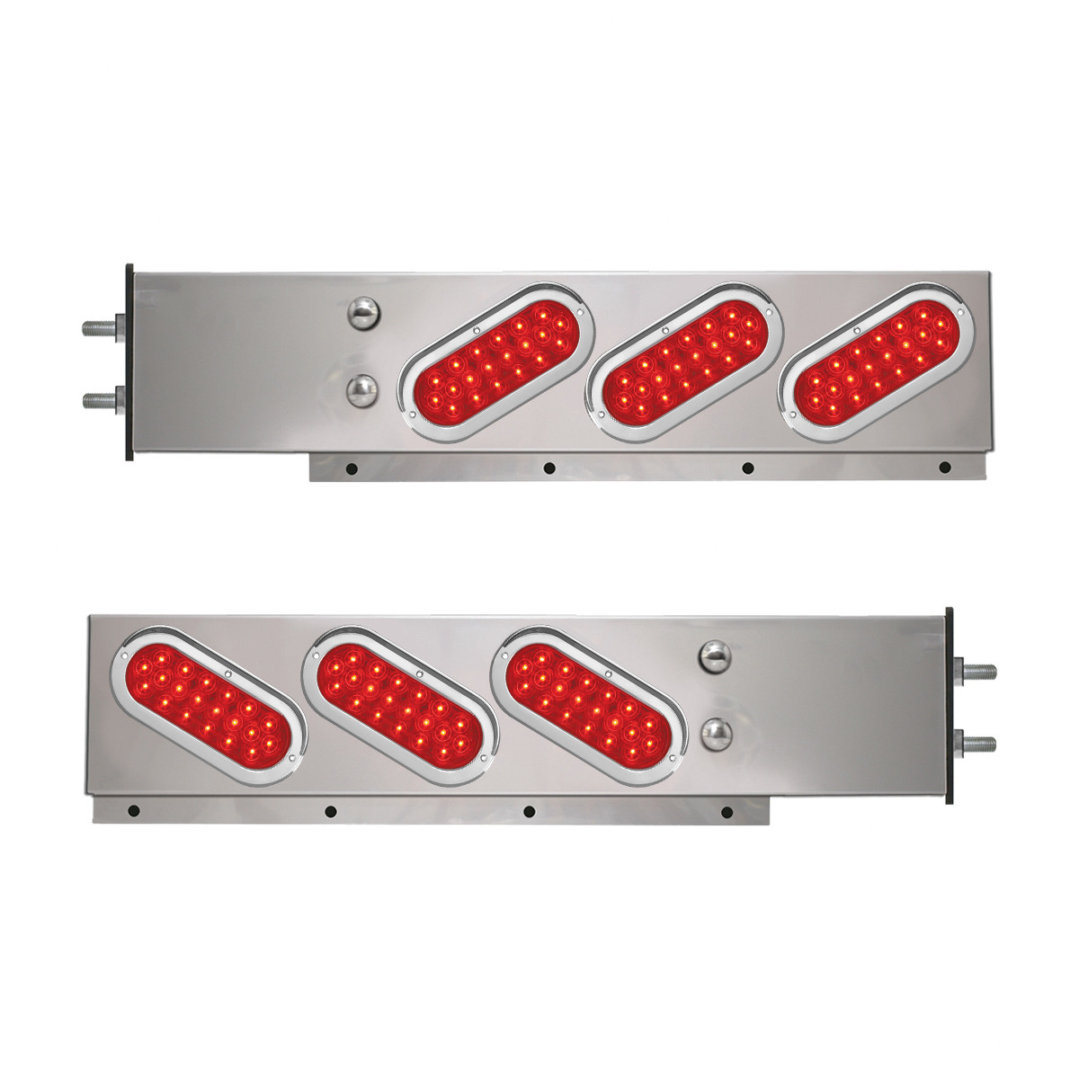 2-Pc Spring-Loaded Cr Plated LB with Slanted Oval LED Lights