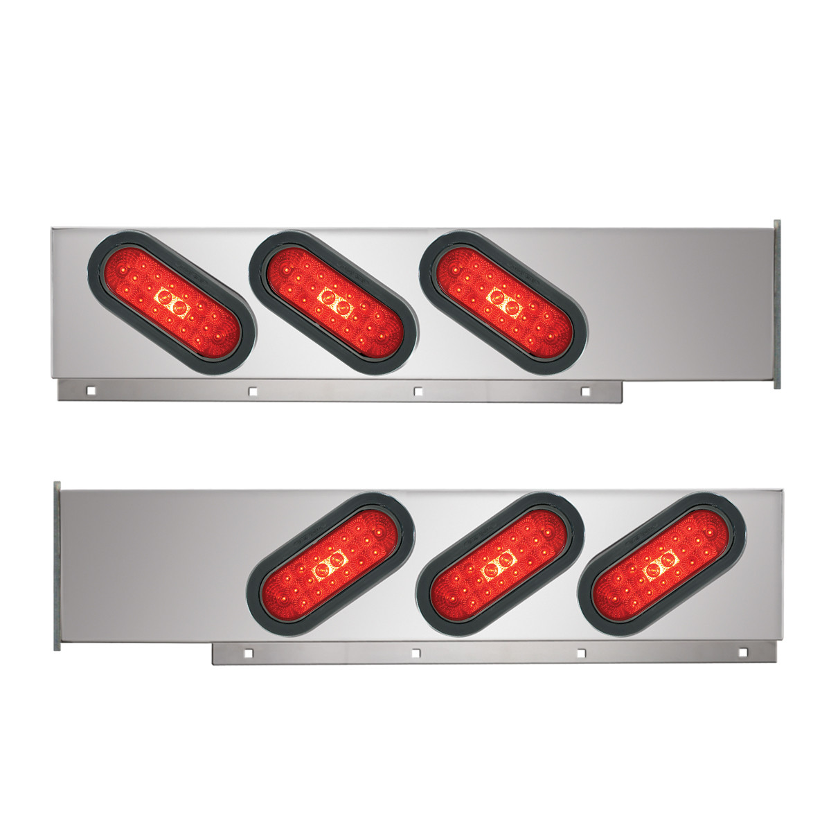 2-Pc Spring-Loaded Cr Plated LB with Slanted Oval LED Lights