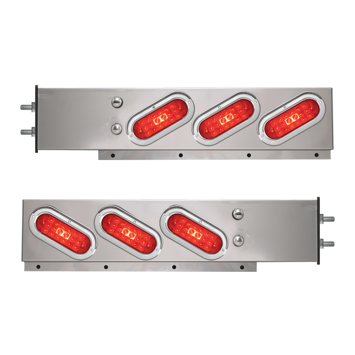 2-Pc Spring-Loaded Cr Plated LB with Slanted Oval LED Lights