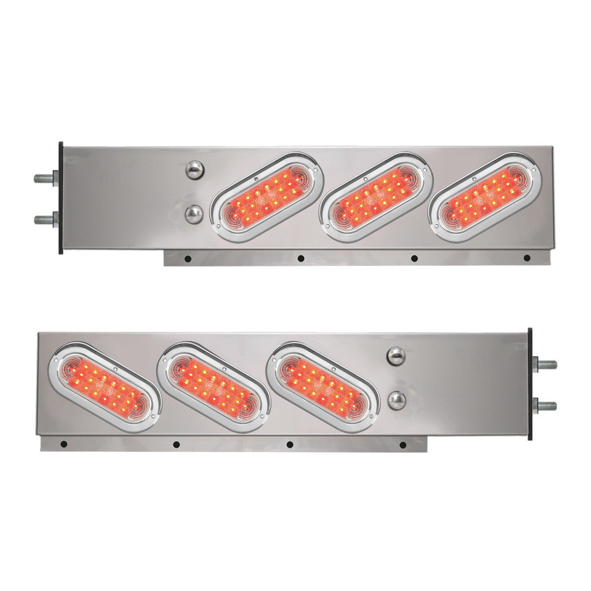 2-Pc Spring-Loaded Cr Plated LB with Slanted Oval LED Lights