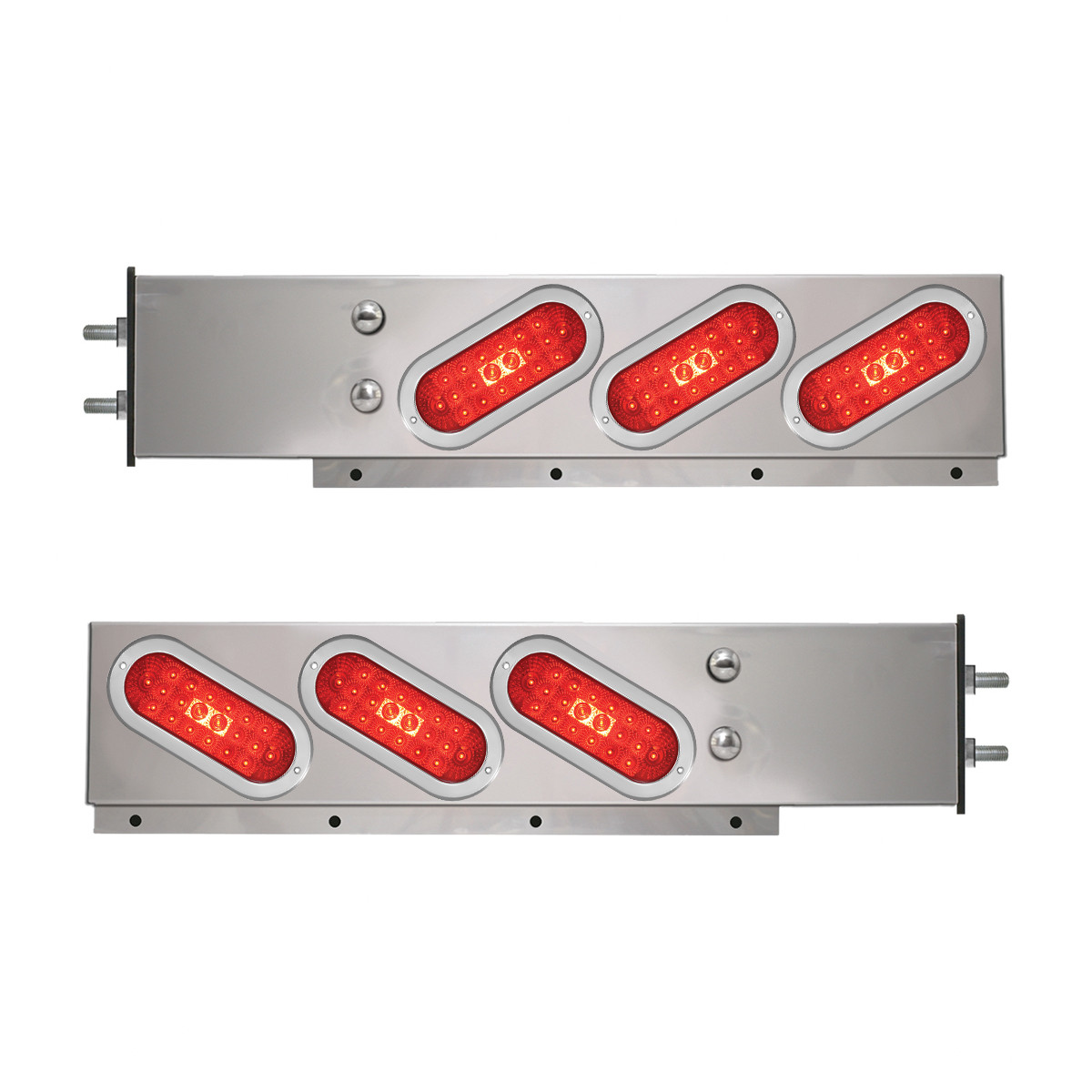 2-Pc Spring-Loaded S.S. LB with Slanted Oval LED Lights