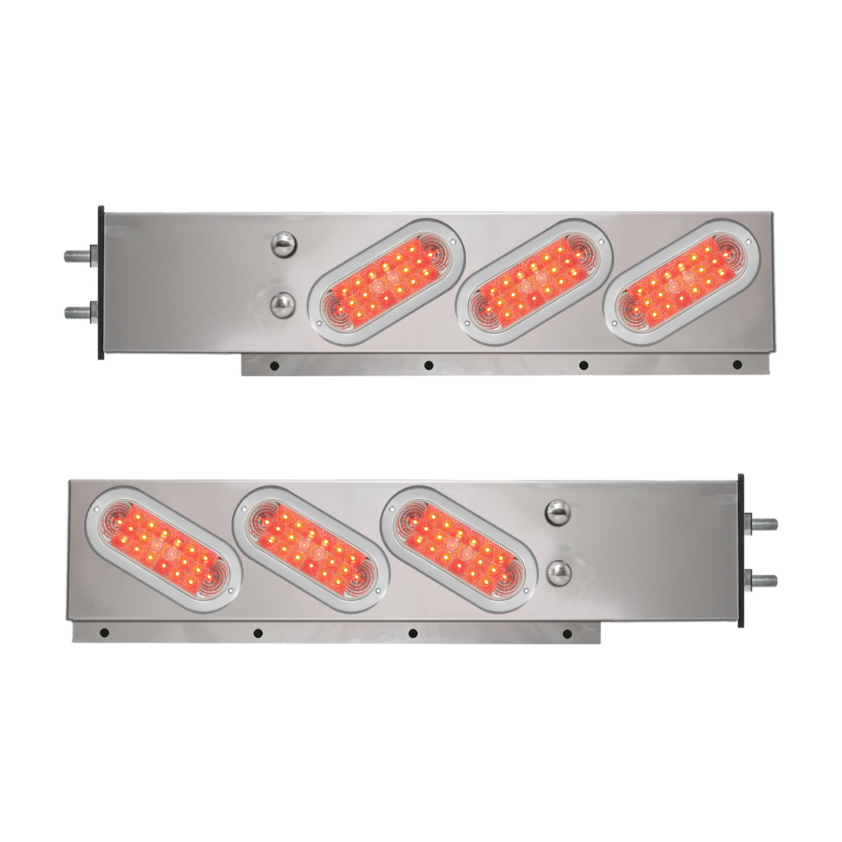 2-Pc Spring-Loaded S.S. LB with Slanted Oval LED Lights